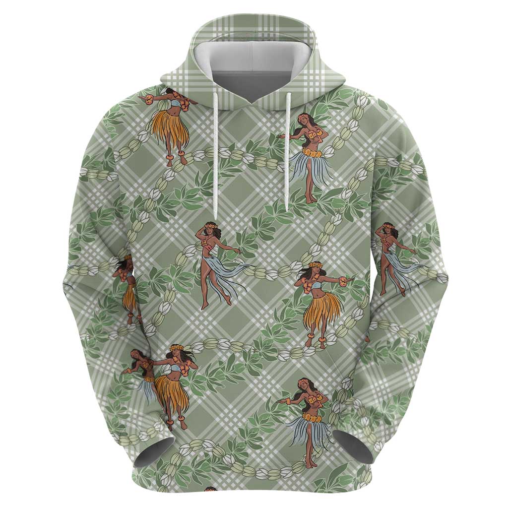 Mint Palaka Hula Girls Seamless Hawaii Aloha Zip Hoodie - Polynesian Pride