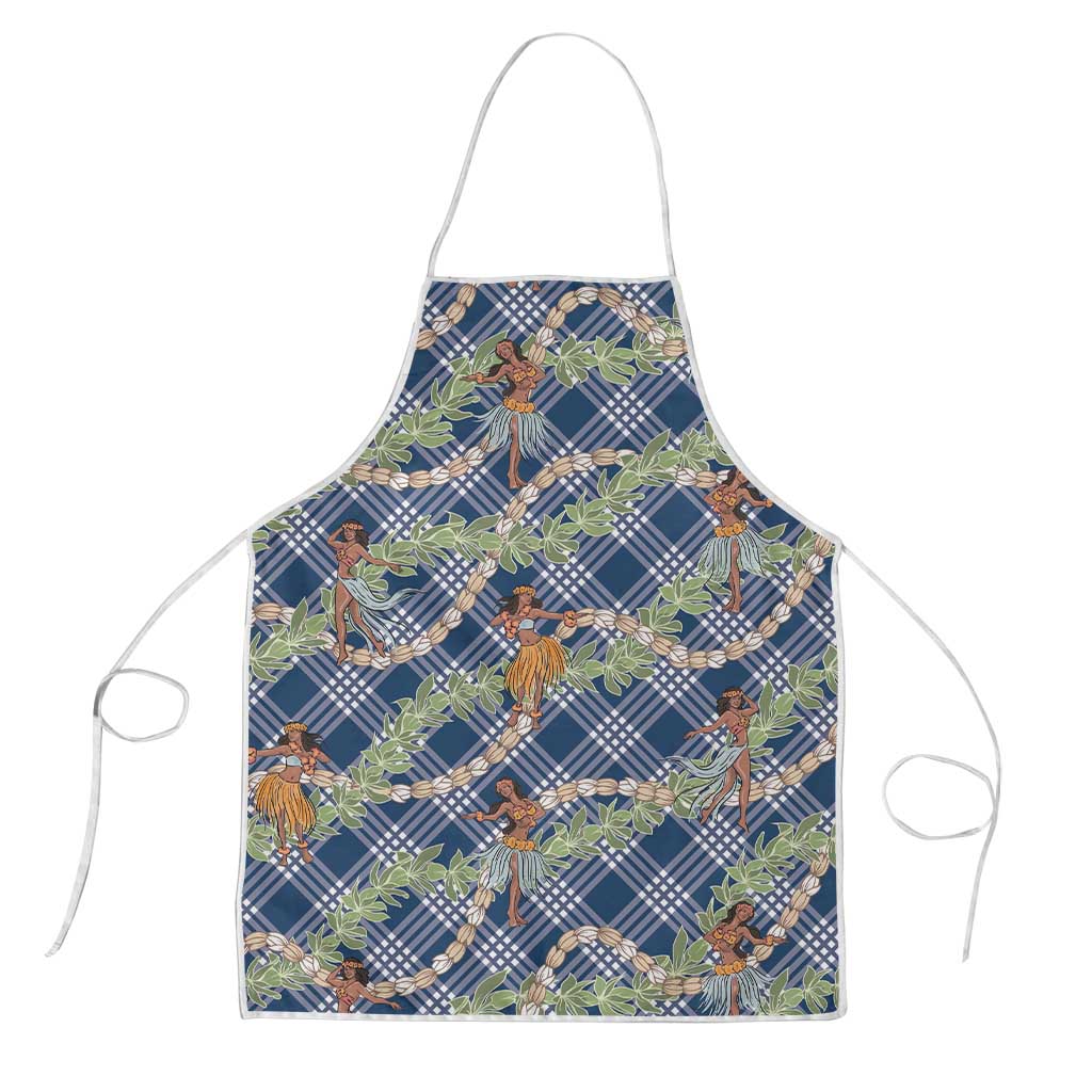 Navy Blue Palaka Hula Girls Seamless Hawaii Aloha Apron - Polynesian Pride