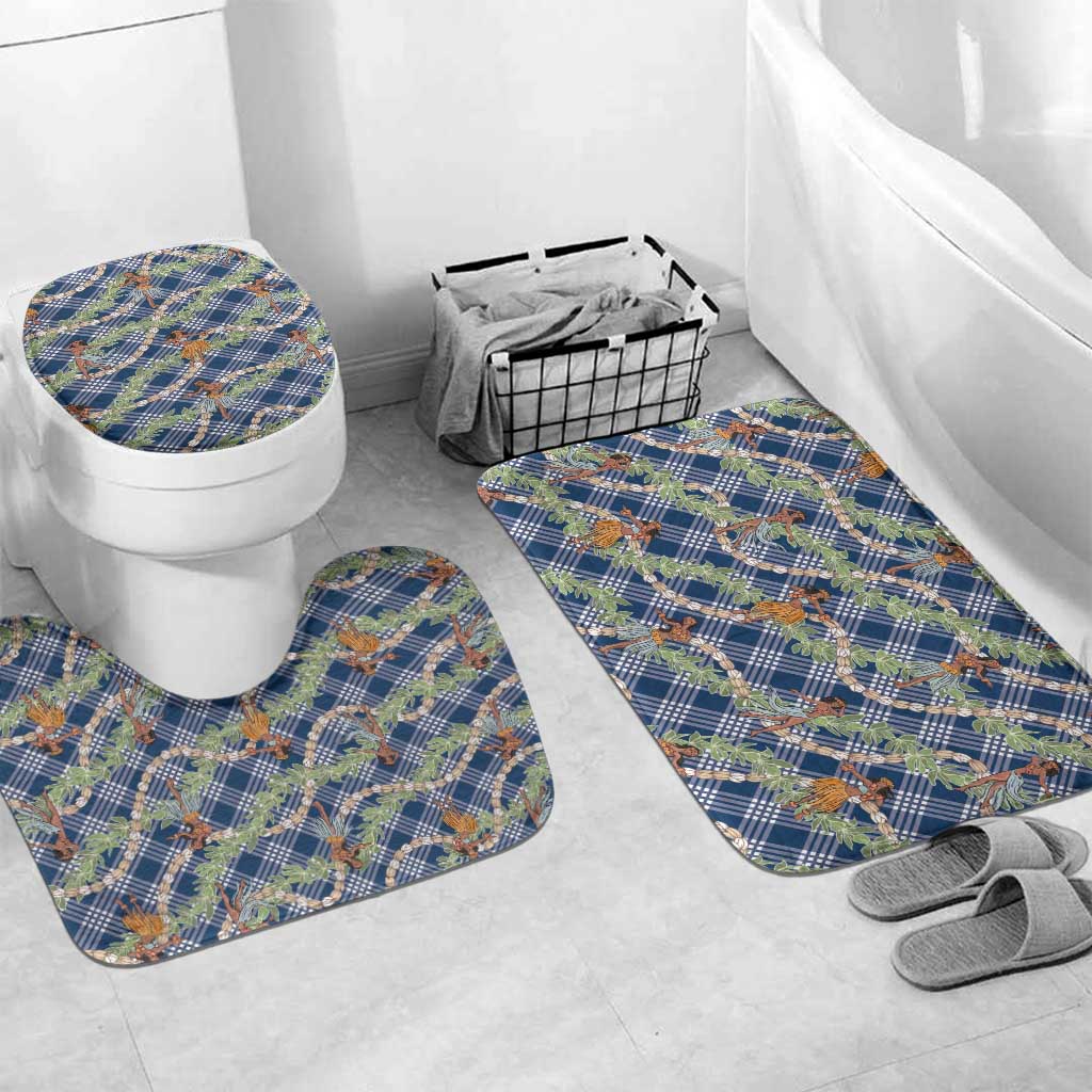 Navy Blue Palaka Hula Girls Seamless Hawaii Aloha Bathroom Set - Polynesian Pride
