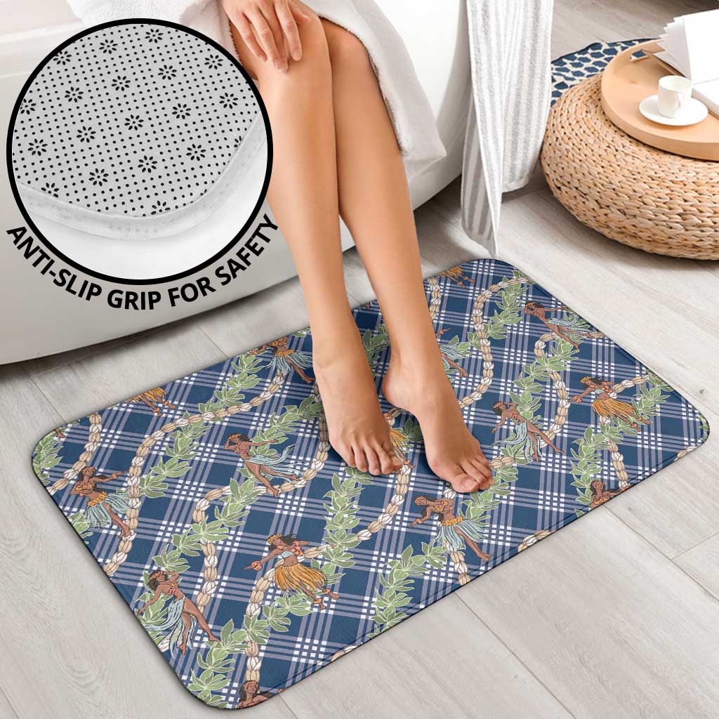 Navy Blue Palaka Hula Girls Seamless Hawaii Aloha Bathroom Set - Polynesian Pride