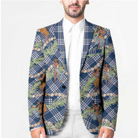 Navy Blue Palaka Hula Girls Seamless Hawaii Aloha Blazer - Polynesian Pride