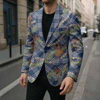 Navy Blue Palaka Hula Girls Seamless Hawaii Aloha Blazer - Polynesian Pride