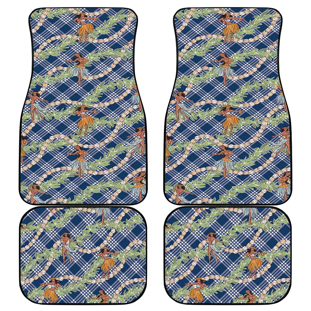 Navy Blue Palaka Hula Girls Seamless Hawaii Aloha Car Mats - Polynesian Pride