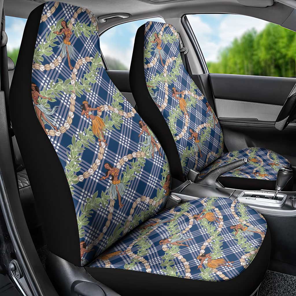Navy Blue Palaka Hula Girls Seamless Hawaii Aloha Car Seat Cover - Polynesian Pride