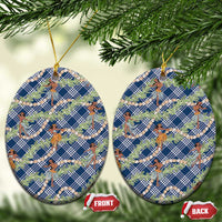 Navy Blue Palaka Hula Girls Seamless Hawaii Aloha Ceramic Ornament - Polynesian Pride
