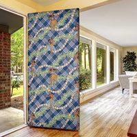 Navy Blue Palaka Hula Girls Seamless Hawaii Aloha Door Cover - Polynesian Pride