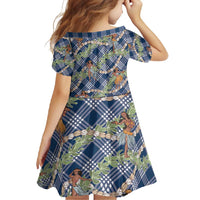 Navy Blue Palaka Hula Girls Seamless Hawaii Aloha Family Matching Tank Maxi Dress and Hawaiian Shirt - Polynesian Pride