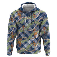 Navy Blue Palaka Hula Girls Seamless Hawaii Aloha Hoodie - Polynesian Pride