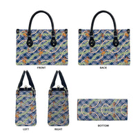 Navy Blue Palaka Hula Girls Seamless Hawaii Aloha Leather Bag - Polynesian Pride