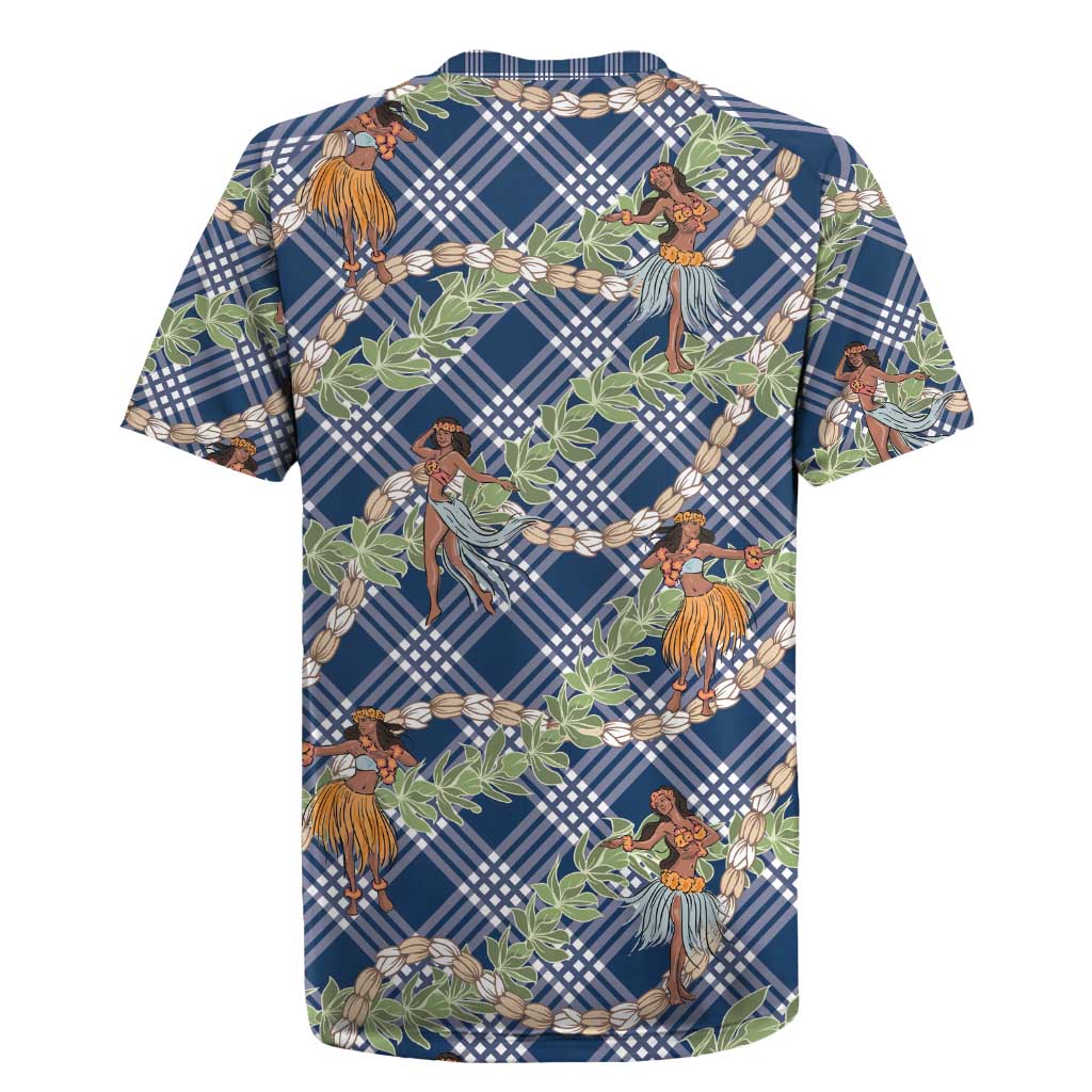 Navy Blue Palaka Hula Girls Seamless Hawaii Aloha Rugby Jersey - Polynesian Pride