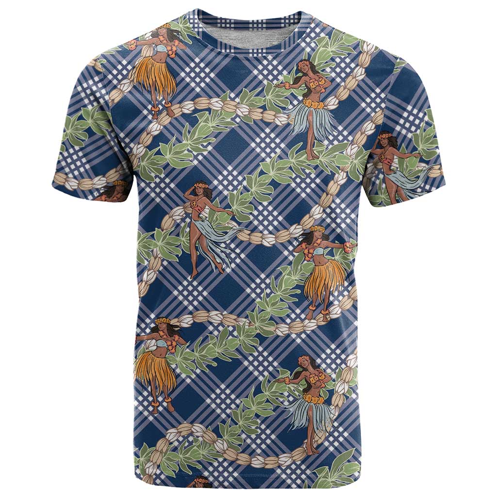 Navy Blue Palaka Hula Girls Seamless Hawaii Aloha T Shirt - Polynesian Pride