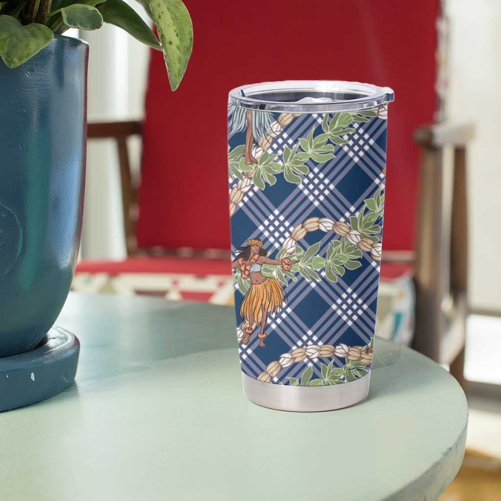 Navy Blue Palaka Hula Girls Seamless Hawaii Aloha Tumbler Cup - Polynesian Pride