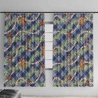 Navy Blue Palaka Hula Girls Seamless Hawaii Aloha Window Curtain - Polynesian Pride