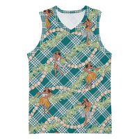 Teal Palaka Hula Girls Seamless Hawaii Aloha Basketball Jersey LT7 Unisex Teal - Polynesian Pride