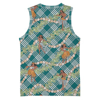 Teal Palaka Hula Girls Seamless Hawaii Aloha Basketball Jersey LT7 - Polynesian Pride