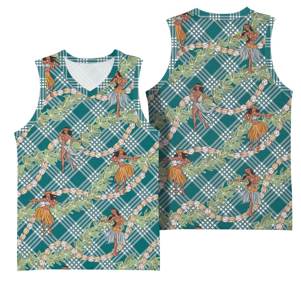 Teal Palaka Hula Girls Seamless Hawaii Aloha Basketball Jersey LT7 - Polynesian Pride