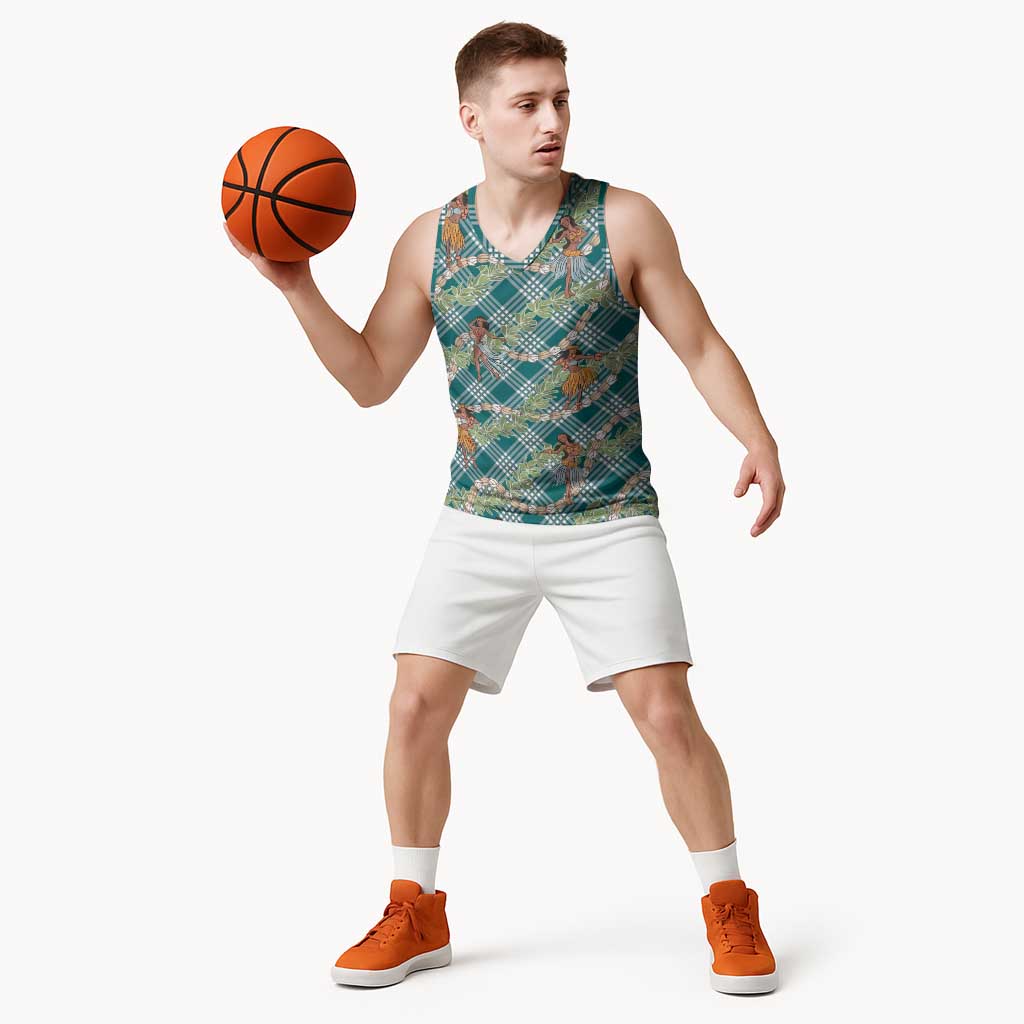 Teal Palaka Hula Girls Seamless Hawaii Aloha Basketball Jersey LT7 - Polynesian Pride