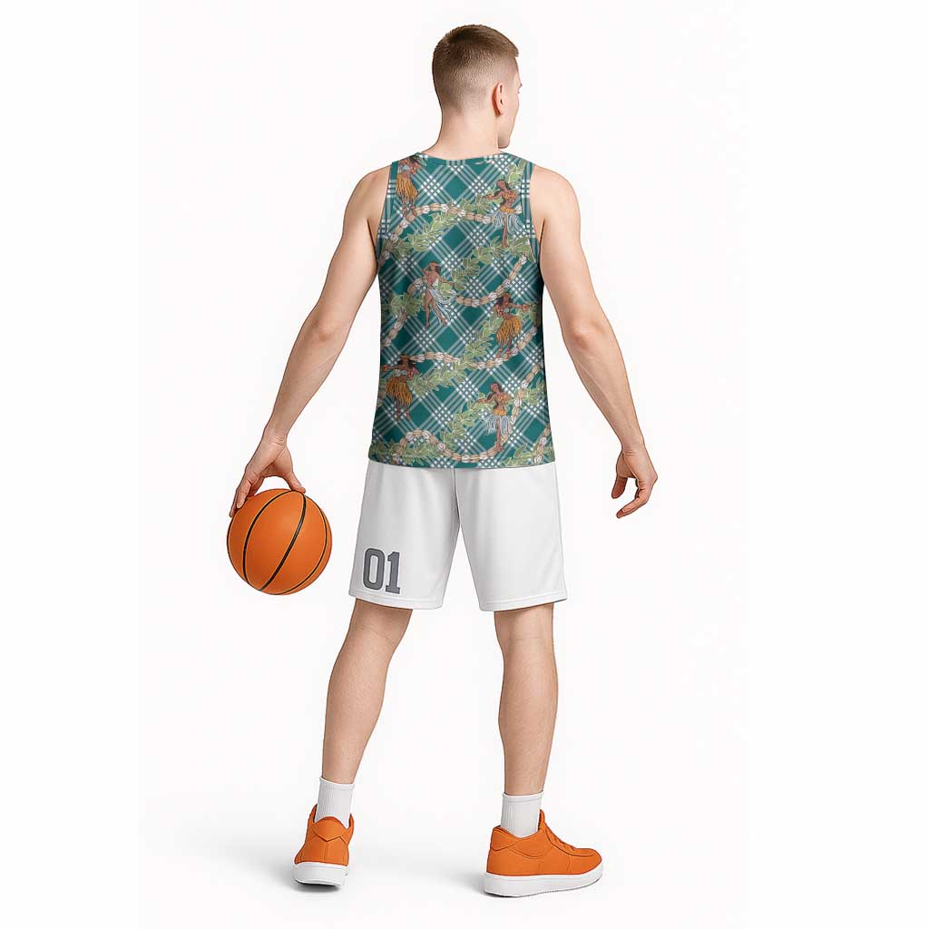 Teal Palaka Hula Girls Seamless Hawaii Aloha Basketball Jersey LT7 - Polynesian Pride