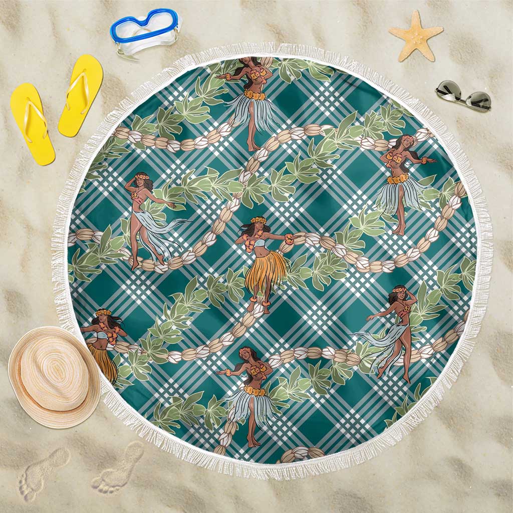 Teal Palaka Hula Girls Seamless Hawaii Aloha Beach Blanket - Polynesian Pride
