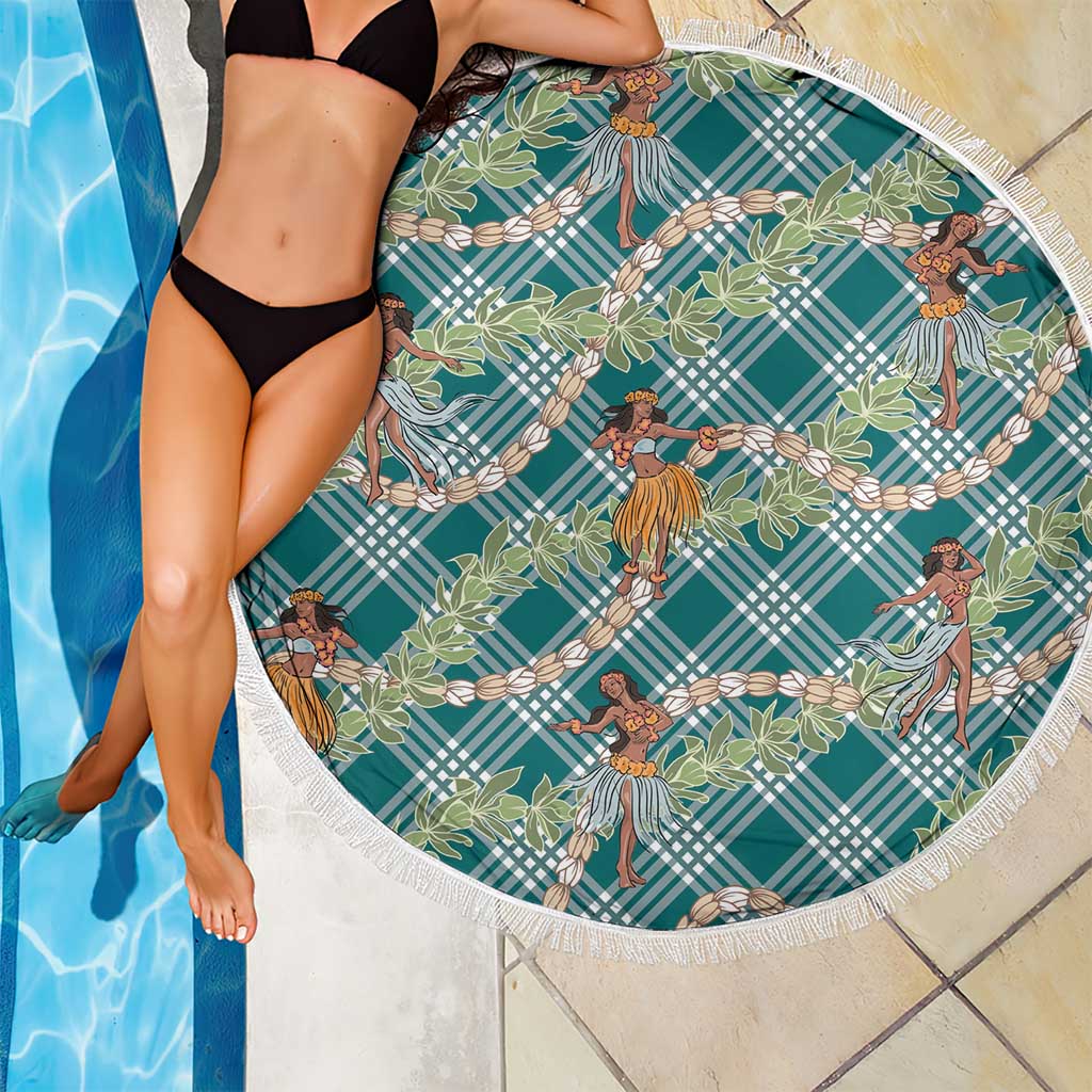 Teal Palaka Hula Girls Seamless Hawaii Aloha Beach Blanket - Polynesian Pride