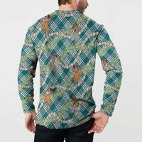 Teal Palaka Hula Girls Seamless Hawaii Aloha Button Sweatshirt - Polynesian Pride