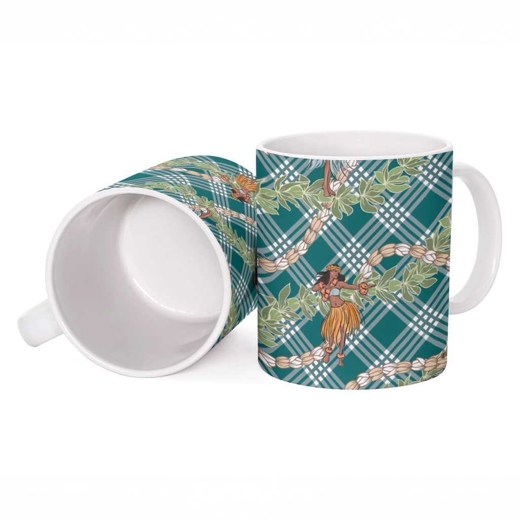 Teal Palaka Hula Girls Seamless Hawaii Aloha Ceramic Mug - Polynesian Pride