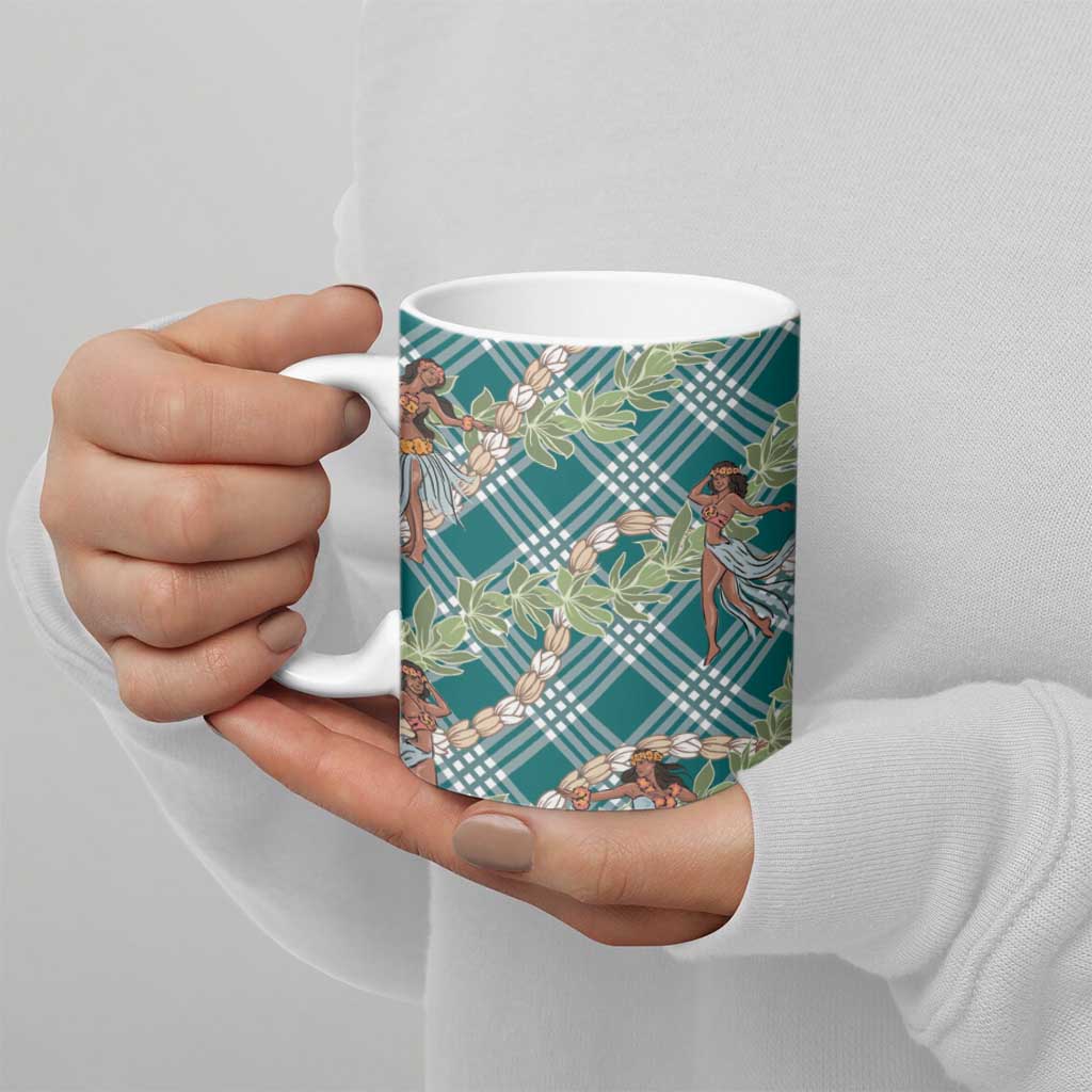 Teal Palaka Hula Girls Seamless Hawaii Aloha Ceramic Mug - Polynesian Pride