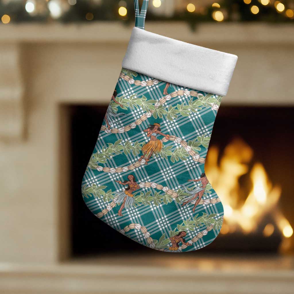 Teal Palaka Hula Girls Seamless Hawaii Aloha Christmas Stocking - Polynesian Pride