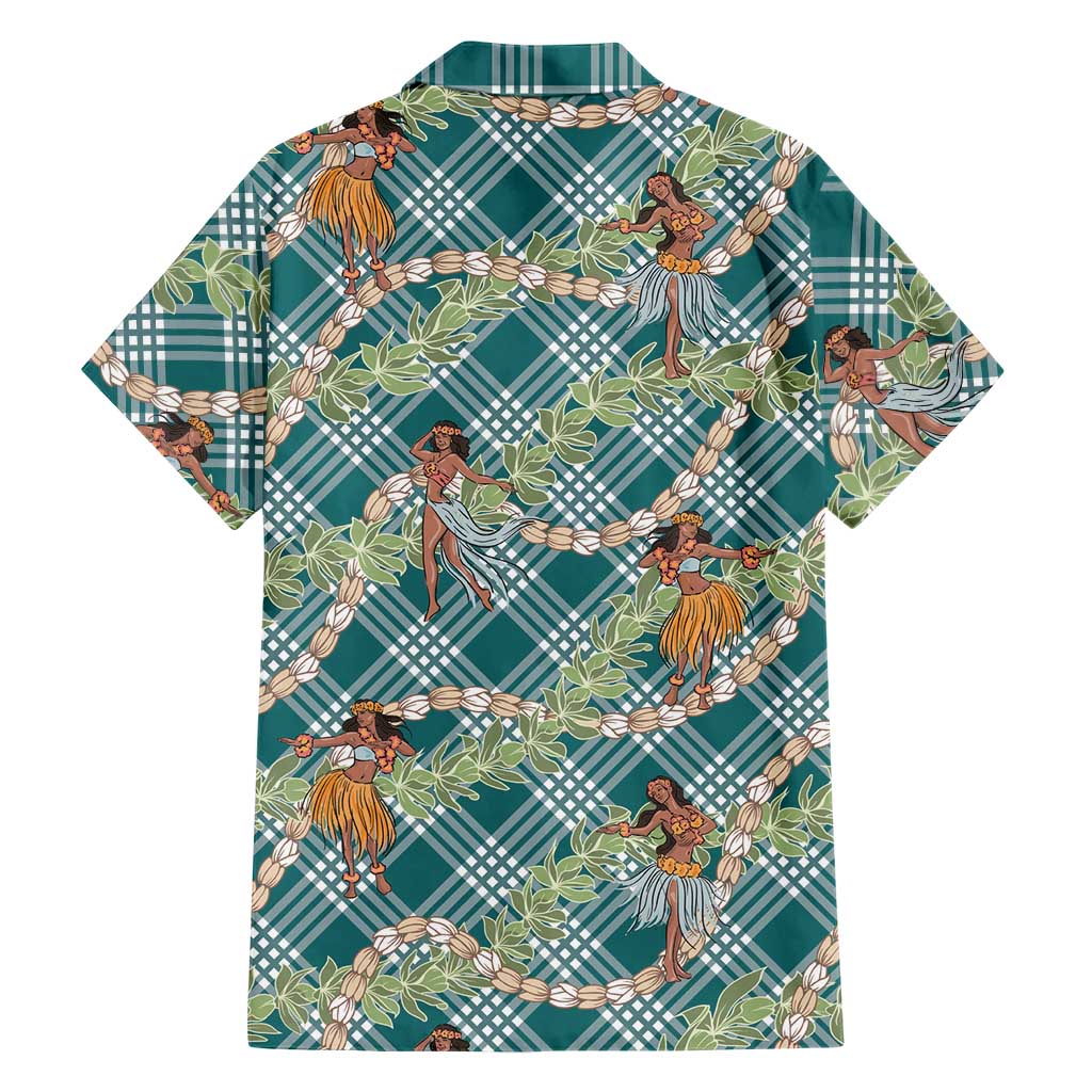 Teal Palaka Hula Girls Seamless Hawaii Aloha Family Matching Puletasi and Hawaiian Shirt LT7 - Polynesian Pride
