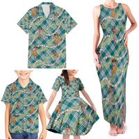 Teal Palaka Hula Girls Seamless Hawaii Aloha Family Matching Tank Maxi Dress and Hawaiian Shirt - Polynesian Pride