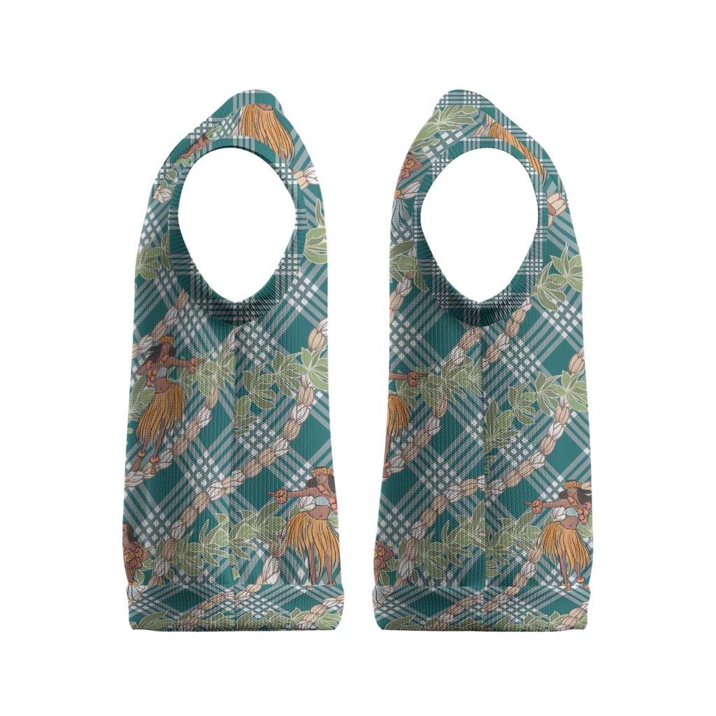 Teal Palaka Hula Girls Seamless Hawaii Aloha Christmas Knitted V-Neck Vest - Polynesian Pride