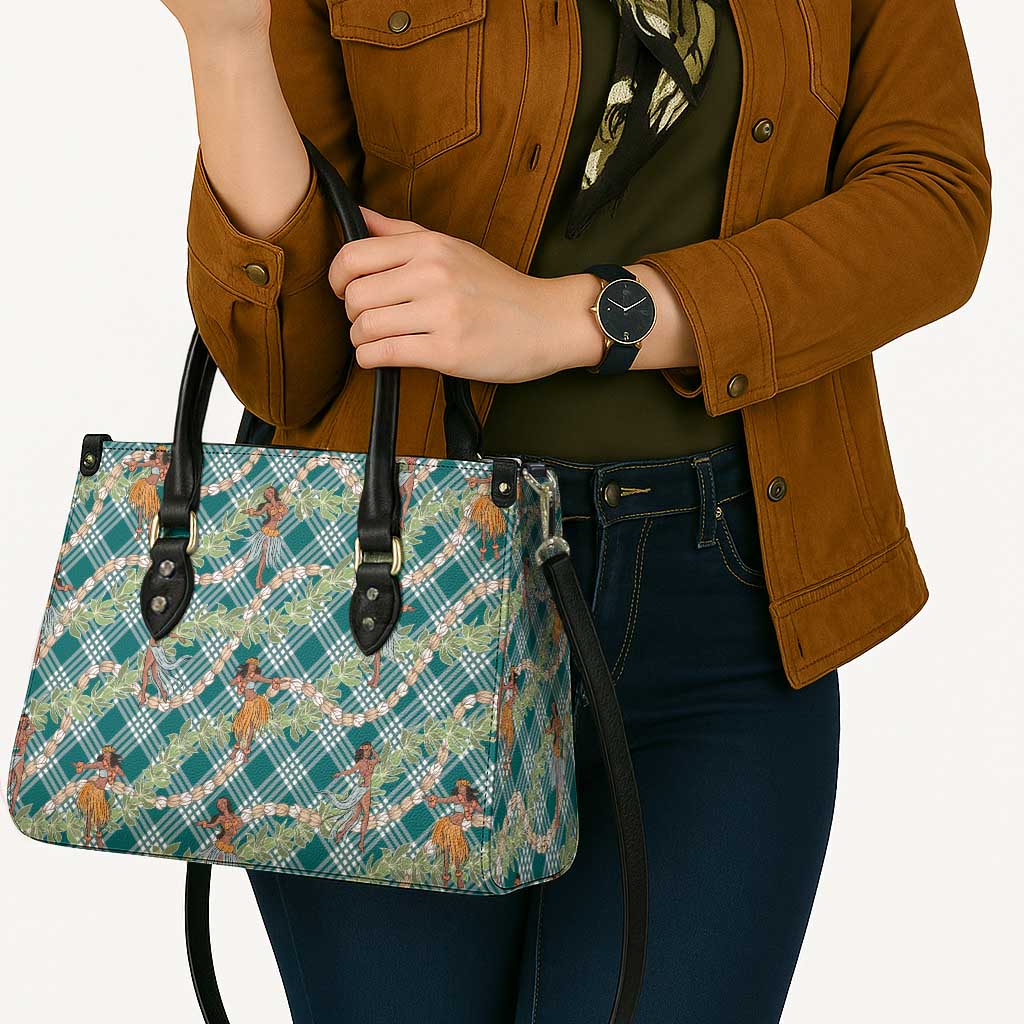Teal Palaka Hula Girls Seamless Hawaii Aloha Leather Bag - Polynesian Pride