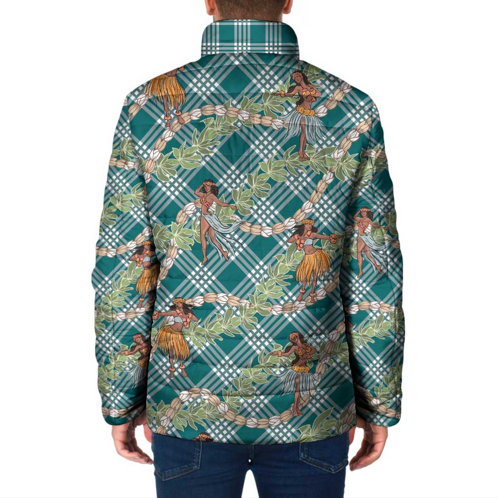 Teal Palaka Hula Girls Seamless Hawaii Aloha Padded Jacket - Polynesian Pride