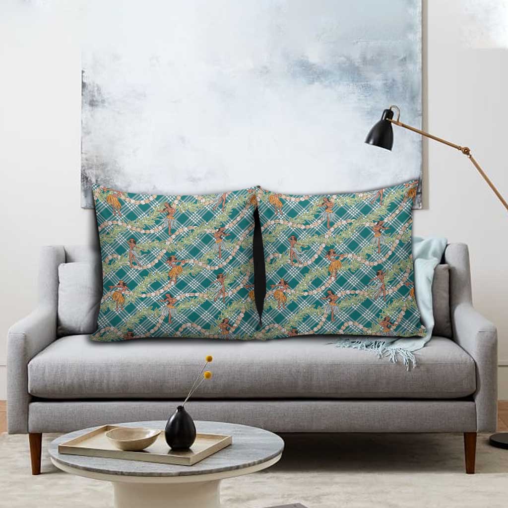 Teal Palaka Hula Girls Seamless Hawaii Aloha Pillow Cover - Polynesian Pride