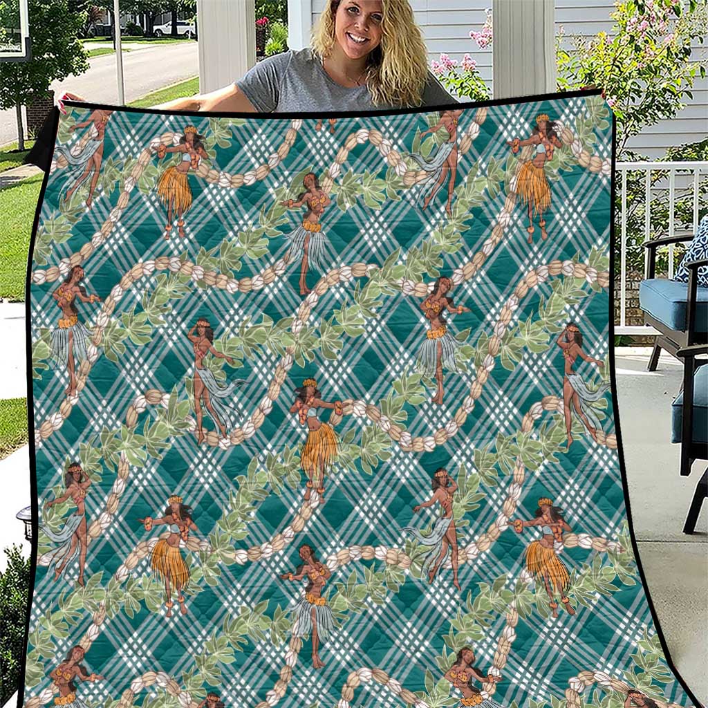 Teal Palaka Hula Girls Seamless Hawaii Aloha Quilt - Polynesian Pride