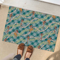 Teal Palaka Hula Girls Seamless Hawaii Aloha Rubber Doormat - Polynesian Pride