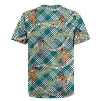 Teal Palaka Hula Girls Seamless Hawaii Aloha Rugby Jersey - Polynesian Pride