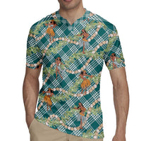 Teal Palaka Hula Girls Seamless Hawaii Aloha Rugby Jersey - Polynesian Pride