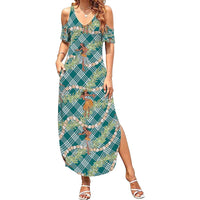 Teal Palaka Hula Girls Seamless Hawaii Aloha Summer Maxi Dress - Polynesian Pride