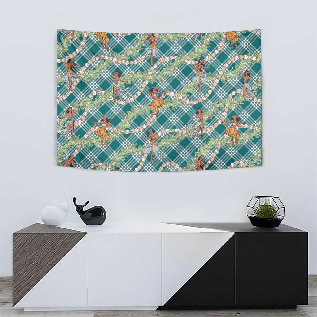Teal Palaka Hula Girls Seamless Hawaii Aloha Tapestry - Polynesian Pride