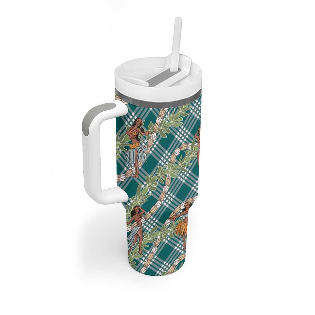 Teal Palaka Hula Girls Seamless Hawaii Aloha Tumbler With Handle - Polynesian Pride