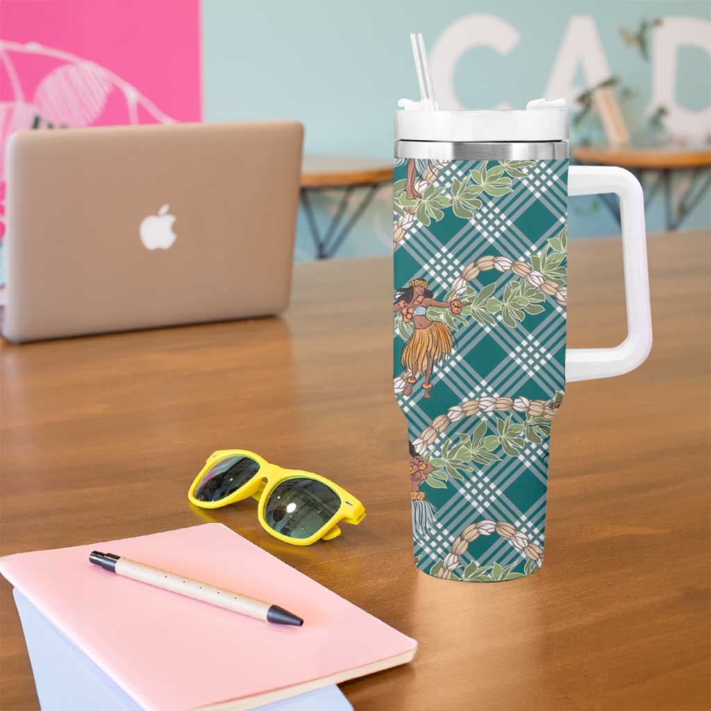Teal Palaka Hula Girls Seamless Hawaii Aloha Tumbler With Handle - Polynesian Pride