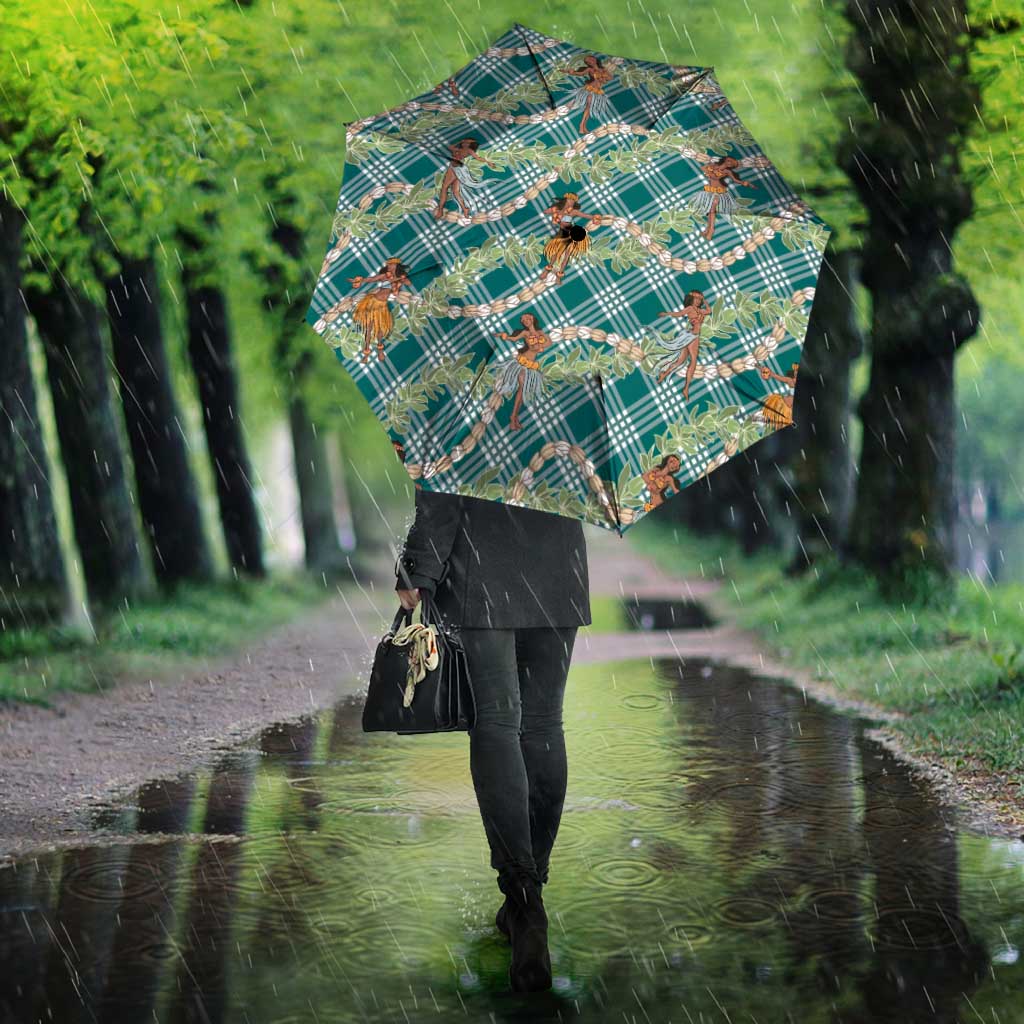 Teal Palaka Hula Girls Seamless Hawaii Aloha Umbrella - Polynesian Pride