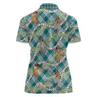 Teal Palaka Hula Girls Seamless Hawaii Aloha Women Polo Shirt - Polynesian Pride