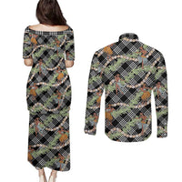 Sable Palaka Hula Girls Seamless Hawaii Aloha Couples Matching Puletasi and Long Sleeve Button Shirt - Polynesian Pride