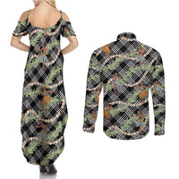 Sable Palaka Hula Girls Seamless Hawaii Aloha Couples Matching Summer Maxi Dress and Long Sleeve Button Shirt - Polynesian Pride