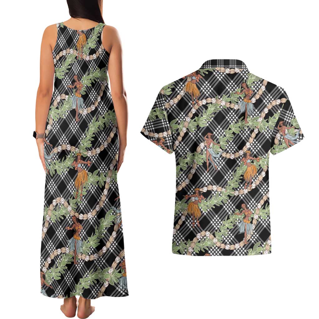 Sable Palaka Hula Girls Seamless Hawaii Aloha Couples Matching Tank Maxi Dress and Hawaiian Shirt - Polynesian Pride