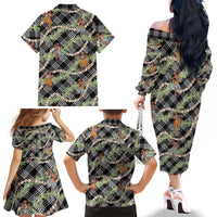 Sable Palaka Hula Girls Seamless Hawaii Aloha Family Matching Off The Shoulder Long Sleeve Dress and Hawaiian Shirt LT7 - Polynesian Pride