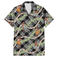 Sable Palaka Hula Girls Seamless Hawaii Aloha Family Matching Off The Shoulder Long Sleeve Dress and Hawaiian Shirt LT7 Dad's Shirt - Short Sleeve Black - Polynesian Pride