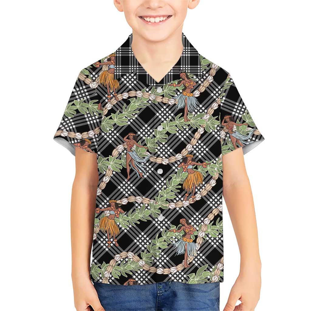 Sable Palaka Hula Girls Seamless Hawaii Aloha Family Matching Off The Shoulder Long Sleeve Dress and Hawaiian Shirt LT7 Son's Shirt Black - Polynesian Pride